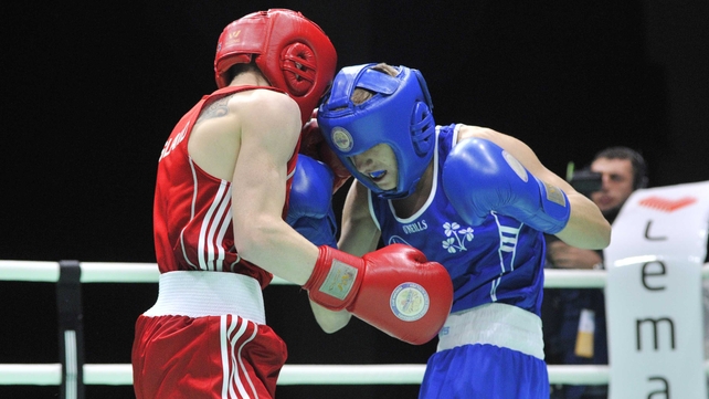 Kurt Walker (blue) was the only Irish medallist in Armenia