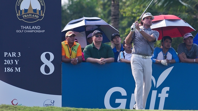 Masters champion Bubba Watson sits eight shots off the lead at the halfway stage in Bangkok