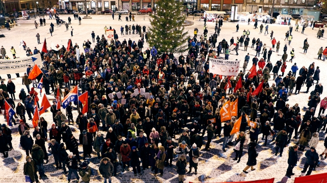 Around 50 organisations held a torch-lit march on the eve of the award Around 50 organisations held a torch-lit march on the eve of the award