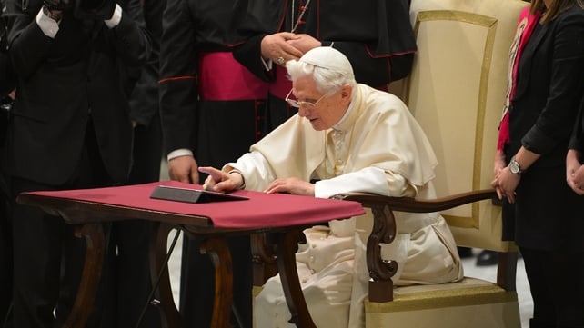 Pope Benedict sent his first tweet at the end of his weekly audience in the Vatican Pope Benedict sent his first tweet at the end of his weekly audience in the Vatican