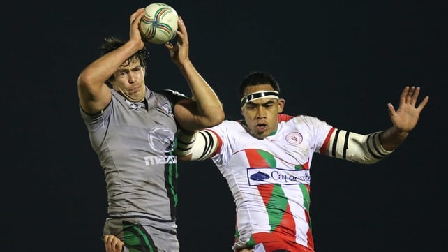 Mike McCarthy claims lineout ball during the victory over Biarritz last week