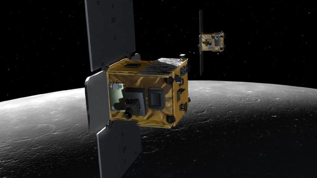 NASA released an artist's depiction of the Ebb and Flow spacecraft NASA released an artist's depiction of the Ebb and Flow spacecraft