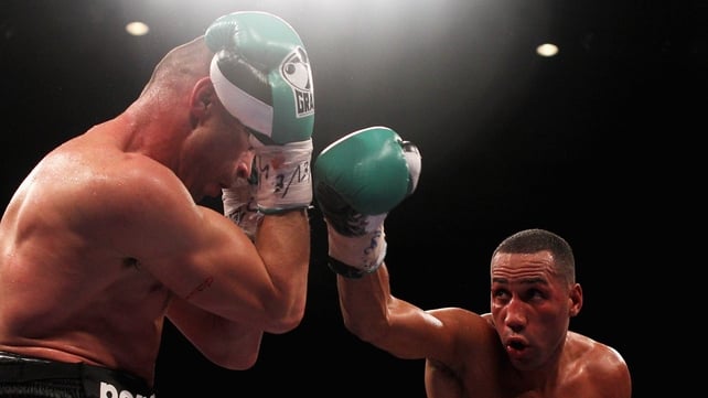 James DeGale attacks Piotr Wilczewski during the European super-middleweight title bout held at Liverpool Echo Arena last October