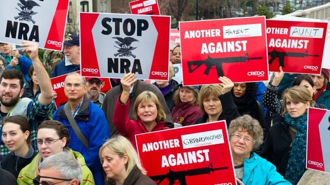 Protesters descend on the Washington offices of the National Rifle Association Protesters descend on the Washington offices of the National Rifle Association