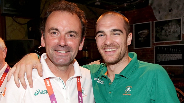 Stephen Martin (l) pictured with RTÉ blogger and London 2012 badminton competitor Scott Evans