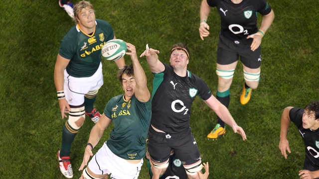 South Africa's Eben Etzebeth and Ireland's Donnacha Ryan 