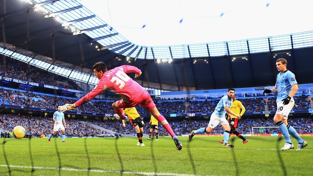 Gareth Barry gets City's second against Watford