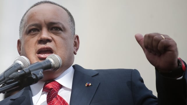 Diosdado Cabello speaks outside the National Assembly in Caracas Diosdado Cabello speaks outside the National Assembly in Caracas