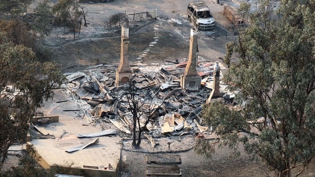 This aerial photograph shows the devastated town of Dunalley after bush fires swept through the area This aerial photograph shows the devastated town of Dunalley after bush fires swept through the area