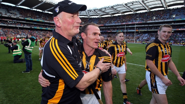 Hickey pictured with Brian Cody after the All-Ireland triumph against Galway last September