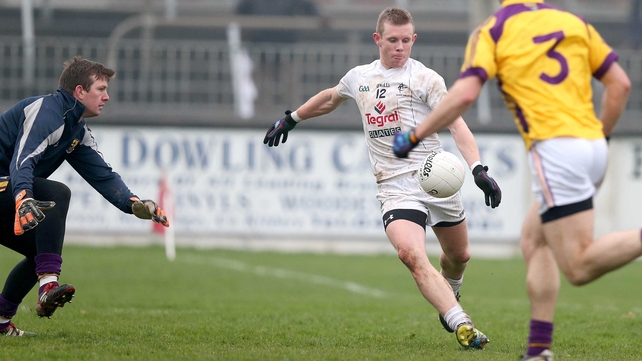 Morgan O'Flaherty slots home Kildare's winner against Wexford