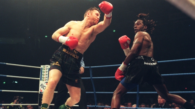 Steve Collins, seen here in 1996 against Nigel Benn, always wanted a crack at Roy Jones Jr