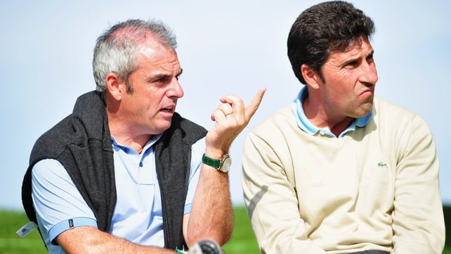 Paul McGinley (right) takes over the reigns as European captain from Jose Maria Olazaba (left)