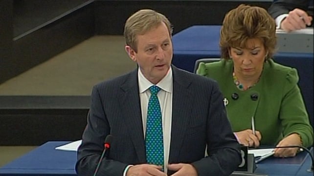 Enda Kenny said the people of Ireland still laboured under the weight of bank-related debt Enda Kenny said the people of Ireland still laboured under the weight of bank-related debt