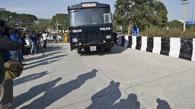 A prisoner transport vehicle, believed to be ferrying the accused, enters the district court in New Delhi A prisoner transport vehicle, believed to be ferrying the accused, enters the district court in New Delhi