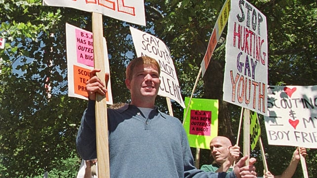John Schuppan and other demonstrators from "Scouting for All'' protest outside the National Capital Area Council for the Boy Scouts of America in 2000 John Schuppan and other demonstrators from "Scouting for All'' protest outside the National Capital Area Council for the Boy Scouts of America in 2000