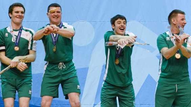 Joseph McCarthy, William McGrath, Brendan O'Sullivan and George Fitzgerald celebrate