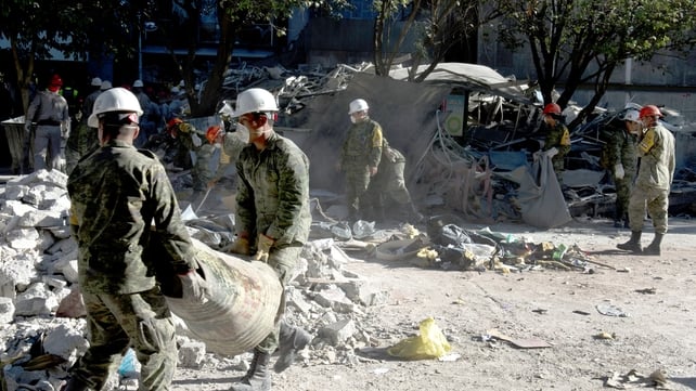 Mexican soldiers remove debris at the building of state-owned Mexican oil giant Pemex Mexican soldiers remove debris at the building of state-owned Mexican oil giant Pemex