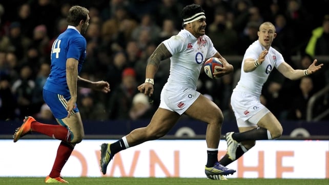 Tuilagi breaks to score the try which gave England the momentum to beat France