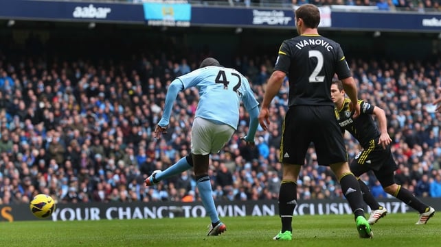 Yaya Toure turns his body around the ball to give City the lead