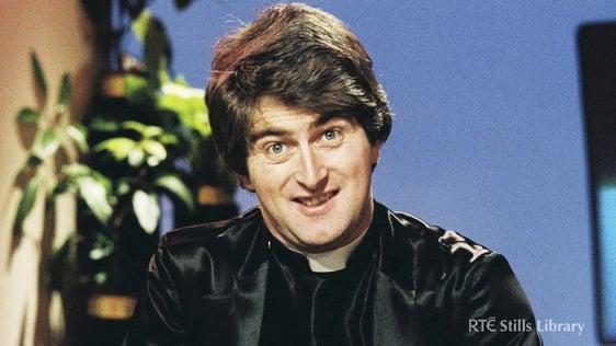 Dermot Morgan as 'Father Trendy' on 'The Live Mike'.