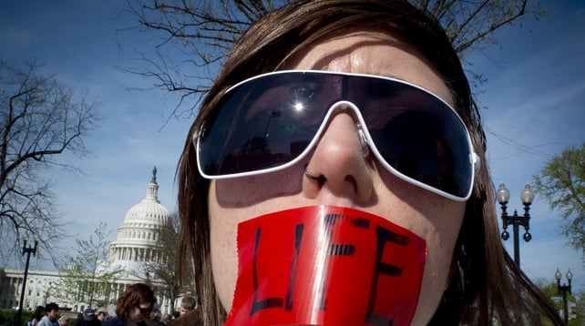 An anti-abortion activist pictured in the US last year An anti-abortion activist pictured in the US last year