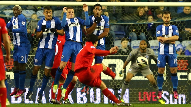 Luis Suarez's deflected free-kick put Liverpool in the comfort zone
