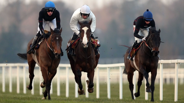 Dessie Hughes' Our Conor (centre) works with stablemates Minsk (left) and Posiden Sea