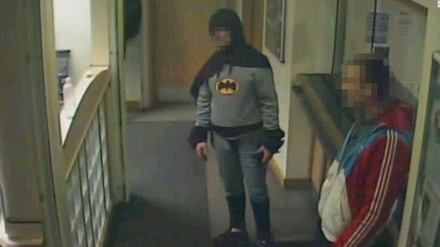 Closed-circuit television footage showed a portly figure wearing an ill-fitting costume (Pic: West Yorkshire Police) Closed-circuit television footage showed a portly figure wearing an ill-fitting costume (Pic: West Yorkshire Police)