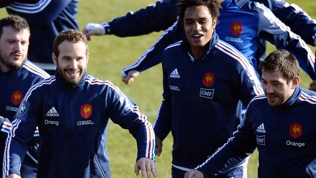 Outhalf Frederic Michalak (left) and centre Florian Fritz (right) come into the France XV