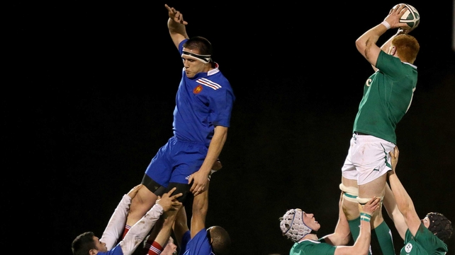 Try-scorer Conor Joyce claims line-out ball