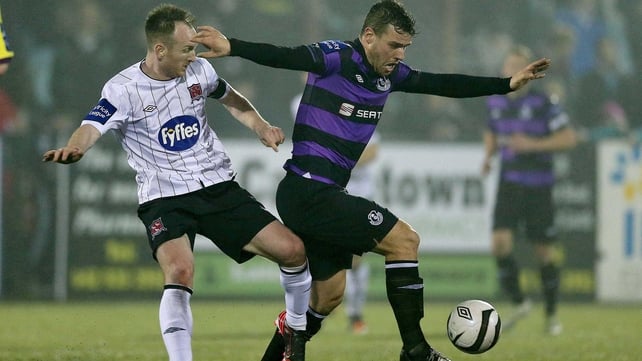 Dundalk's Stephen O'Donnell vies for posession with Rovers' James Chambers