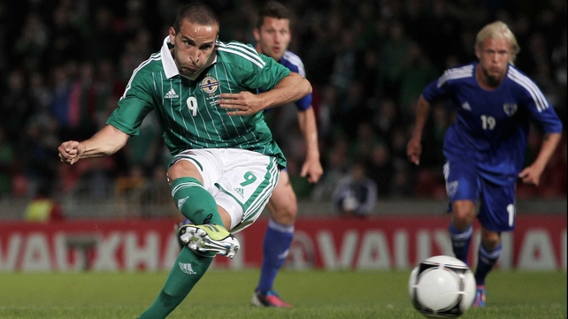 Martin Paterson scores a penalty in a friendly against Finlad last year