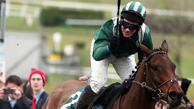 Colman Sweeney, seen here celebrating success on Salsify at Cheltenham, rode the in-form Fiery Oscar to victory at Limerick