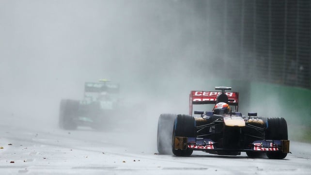 A view of the wet conditions at Albert Park