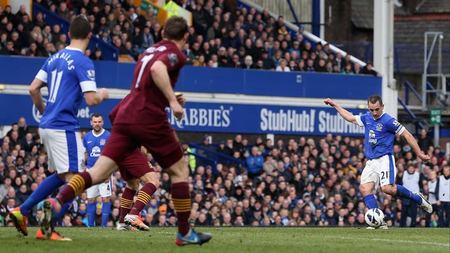Leon Osman, of Everton, breaks the deadlock