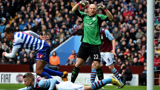Aston Villa keeper Brad Guzan is furious after QPR score their second goal