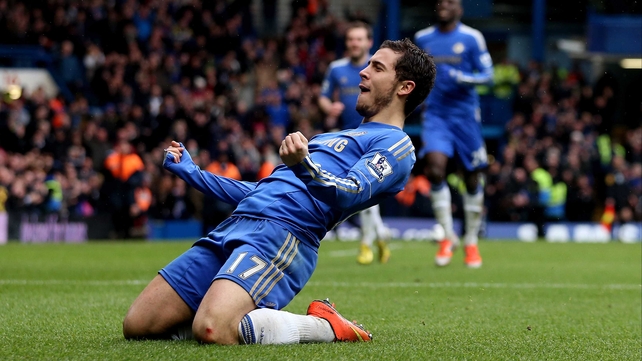 Eden Hazard celebrates scoring Chelsea's second goal