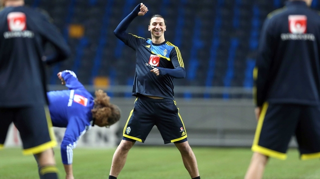 Zlatan Ibrahimovic training in the Friends Arena, Stockholm ahead of the match