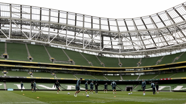 The Irish team training in Dublin this morning