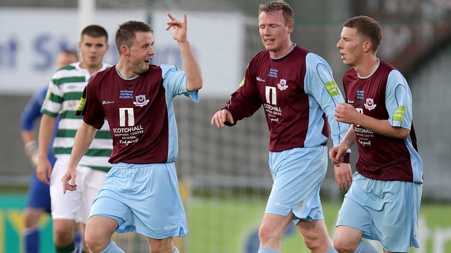 Drogheda United's Phillip Hand celebrates during last year's final
