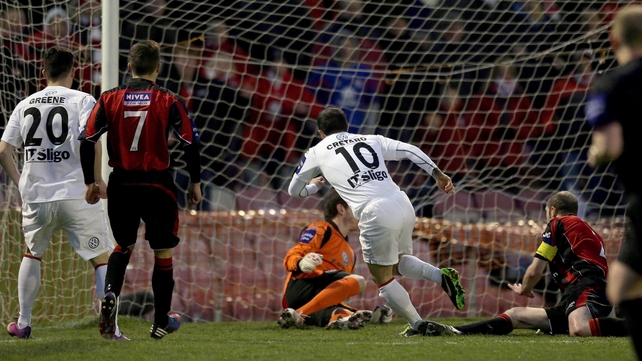 Sligo's Raffaele Cretaro scores the opening goal against Bohemians