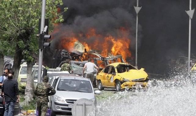 The bomb exploded near the Sabaa Bahrat Square, one of the capital's biggest roundabouts The bomb exploded near the Sabaa Bahrat Square, one of the capital's biggest roundabouts