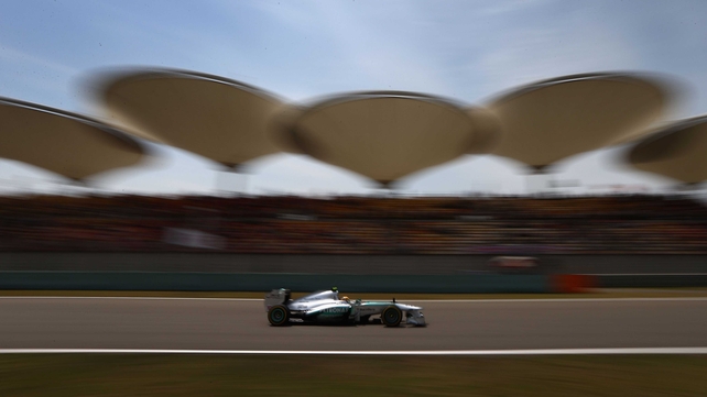 Lewis Hamilton in action in Shanghai