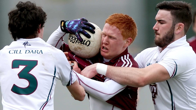 Kildare's David Hyland and Fergal Conway with Adrian Varley of Galway