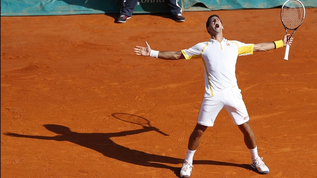 Novak Djokovic shows his joy at the end