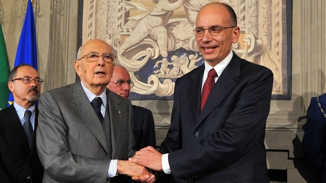 President Giorgio Napolitano with prime-minister-in-waiting Enrico Letta President Giorgio Napolitano with prime-minister-in-waiting Enrico Letta