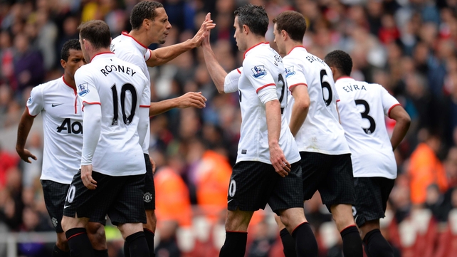 Robin van Persie after scoring the equaliser against Arsenal