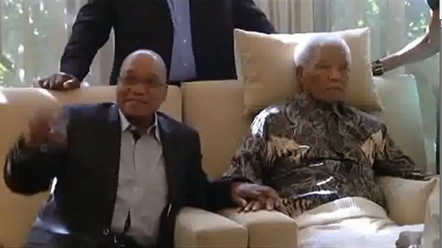President Jacob Zuma sat beside Mr Mandela during visit President Jacob Zuma sat beside Mr Mandela during visit
