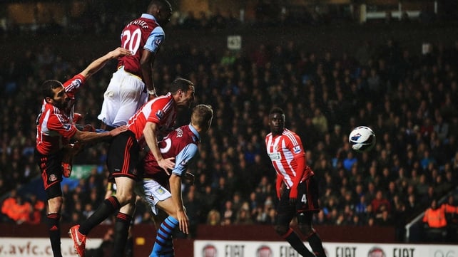 The talismanic Christian Benteke climbs highest to head home for Aston Villa